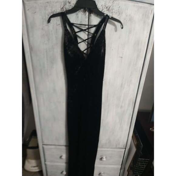 Windsor Maxi Sleeveless Velor Lace Back Dress Black Sm Y2K Wimsygoth Vintage... - Picture 9 of 16